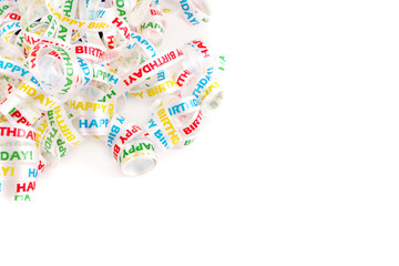 colorful happy birthday ribbon border or background