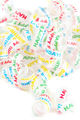 colorful happy birthday ribbon border or background