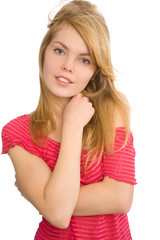 closeup portrait of the beautiful blond woman