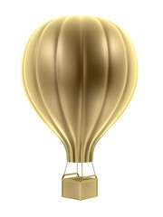 golden hot air balloon isolated on white background