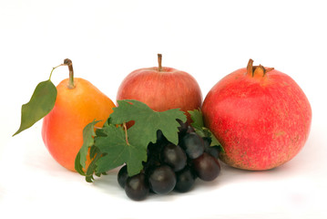 Bunch of fruits isolated on white background
