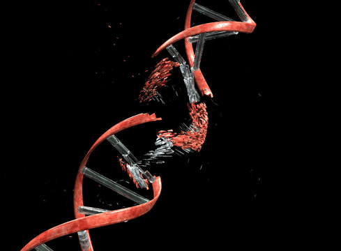 DNA string against black with clipping path