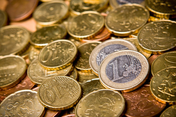 Pile of Euro money coins