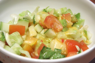Fresh chopped mixed vegetable salad with tomatoes