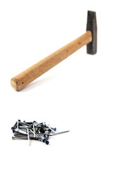 hammer and nails isolated on white background