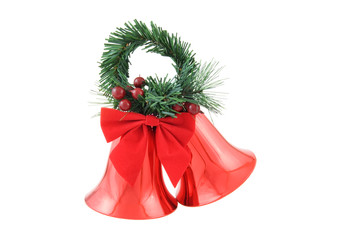 Red Christmas bells isolated on a white background
