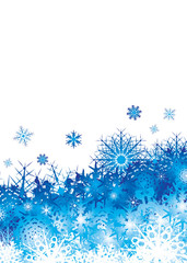 christmas background image with blue snowflakes and copyspace