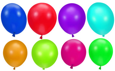 colorful party balloons background on white background