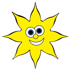 Happy Sun Cartoon - Isolated on white