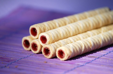 Pailles gaufrettes à la framboise