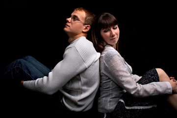 Obraz premium charm pair of the people isolated on black background