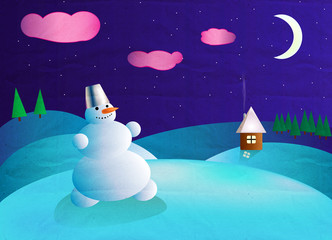 Fototapeta premium New year card. Snowman.