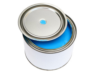 metal open can of the blue color