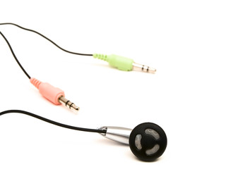 Obraz premium earphone and two multicolored jackplugs