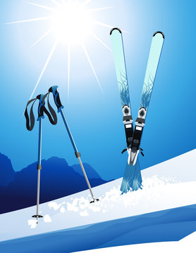 Ski, vector illustration