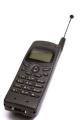 radio telephone of black color on a white background