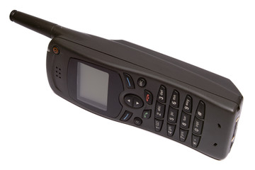 radio telephone of black color on a white background is isolated