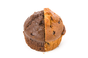 Muffin with white background, close up