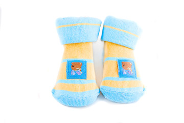 little baby socks with teddy bears on a white background