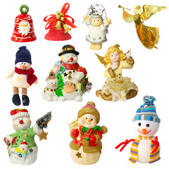 a large set of modern colorful christmas decorations isolated