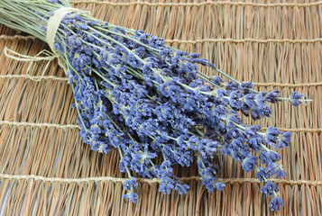 lavender on bamboo mat