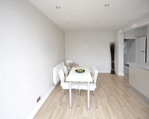 colour image kitchen in newly restored rebuilt house