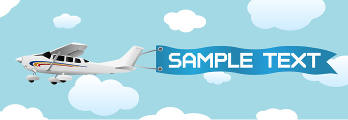 plane with blank banner vector