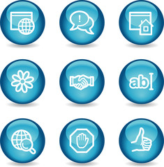 Internet communication web icons, blue glossy sphere series