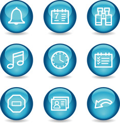 Organizer web icons, blue glossy sphere series