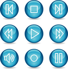 Walkman web icons, blue glossy sphere series