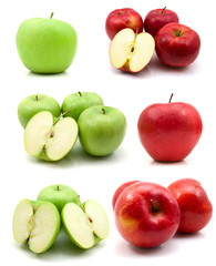 page of apples isolated on the white background