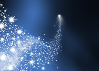 Obraz premium Wunderschöne Sternschnuppe auf blauem Hintergrund - Weihnachtskarte