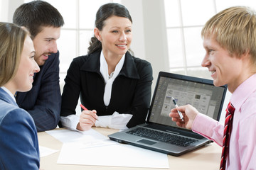 A manager and employees