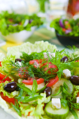 Fresh vegetable salad with tomato and cucumber