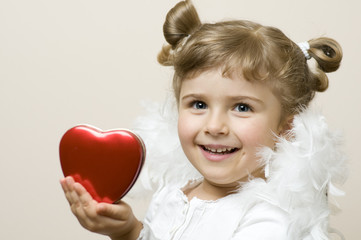 Cute Angel with red heart