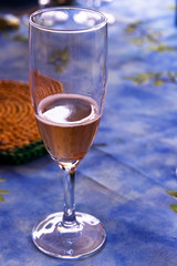 wineglass on a table