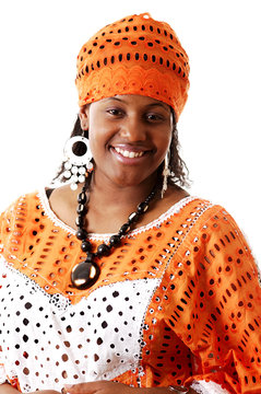 This is an image of a woman wearing an african attire.
