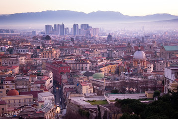 Naklejka premium panorama on city Naples's at sunrise photographed by Vomero
