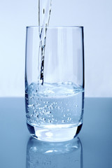 Pouring pure water in a glass