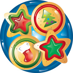 Illustration of different christmas cookies on a plate
