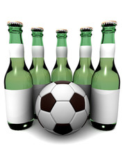 Bottles of beer and ball. 3d