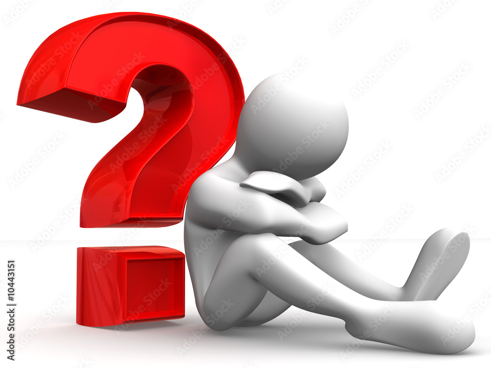 Poster Man with question. 3d