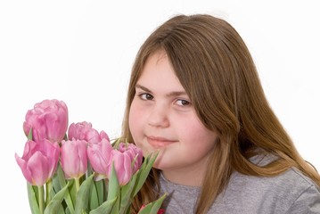 Girl with Tulips