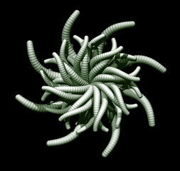 Abstract organic tentacles on black background - 3d illustration