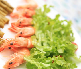 présentation de crevettes