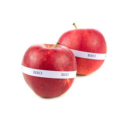 Red bio apples isolated on white