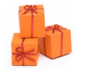 orange gift box on white background