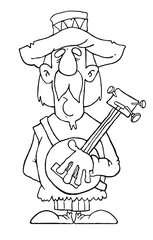 Old Mexican macho-musician - coloring