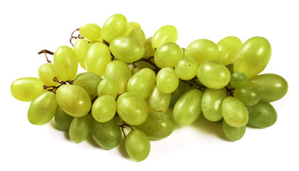 Green grapes on white background close up shoot