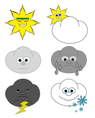 Weather Cartoon Characters - Isolated On White